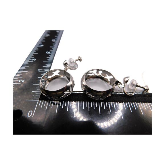 Screw Back Hoop Earrings Silver Tone Classic Timeless Style Fashion Jewelry - Picture 4 of 5